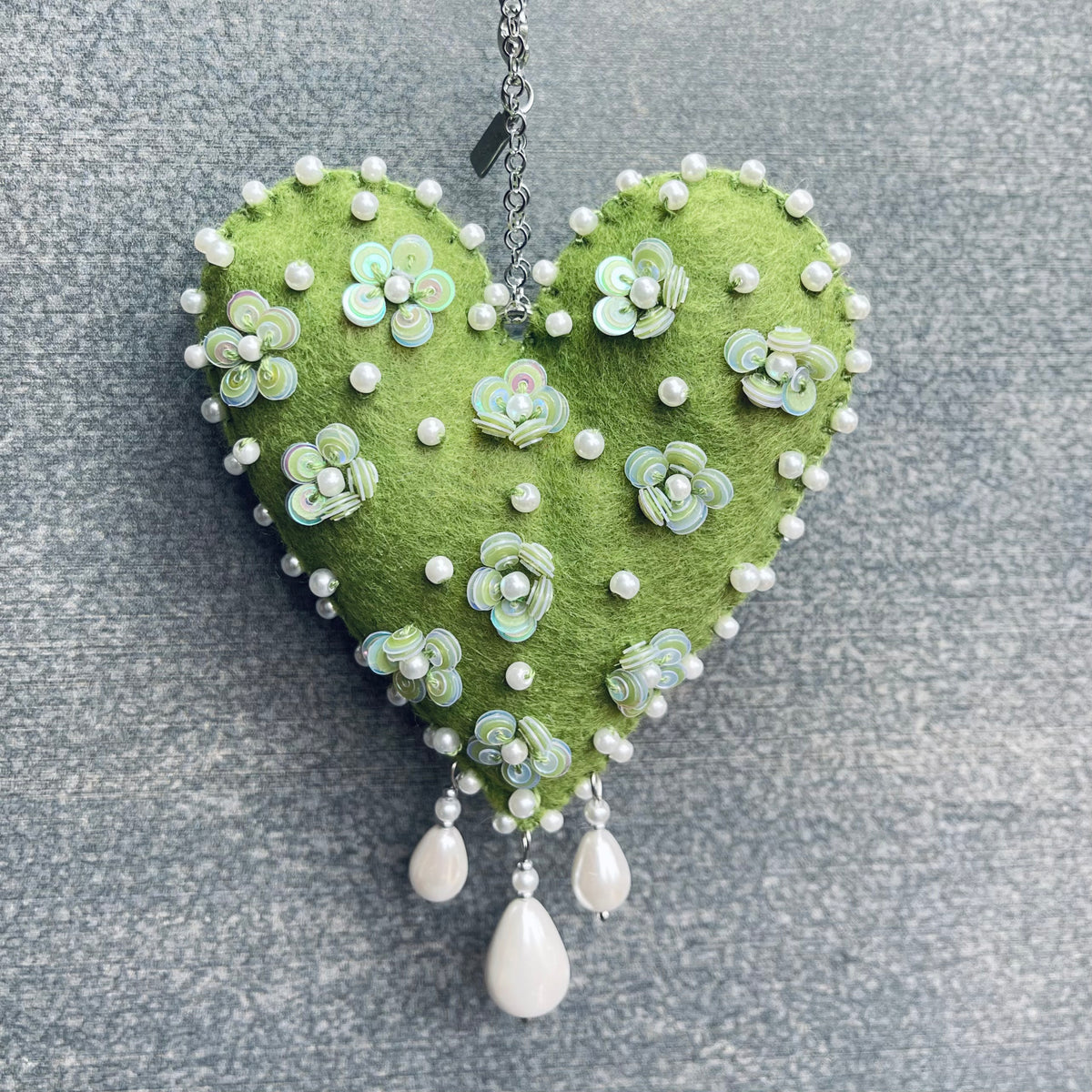Moss Green Love Heart