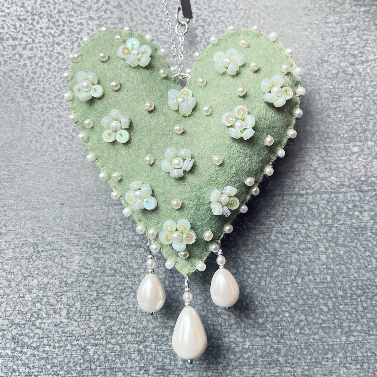 Sage Green Love Heart