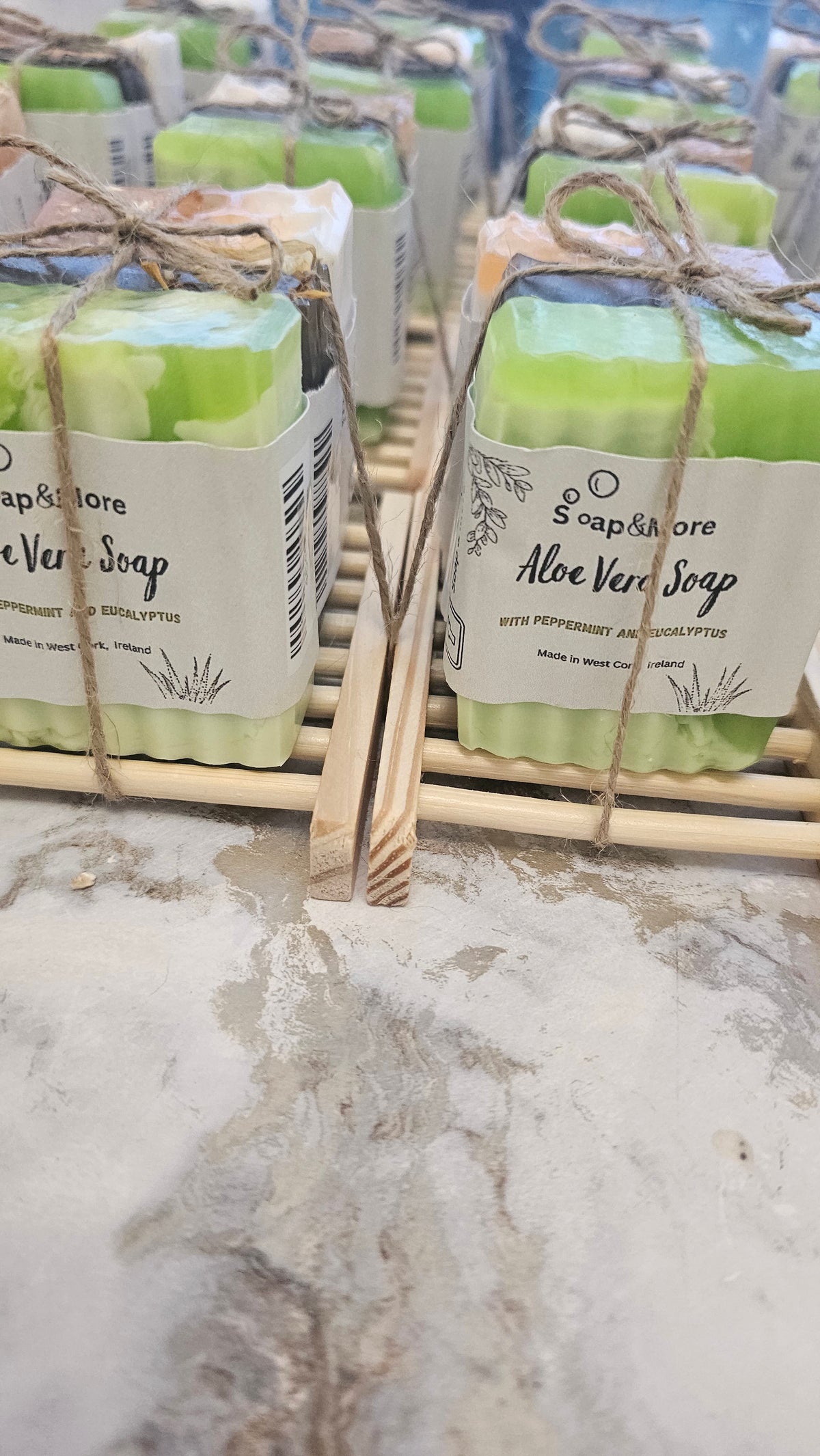 Triple Soaps Set with wooden soap dish