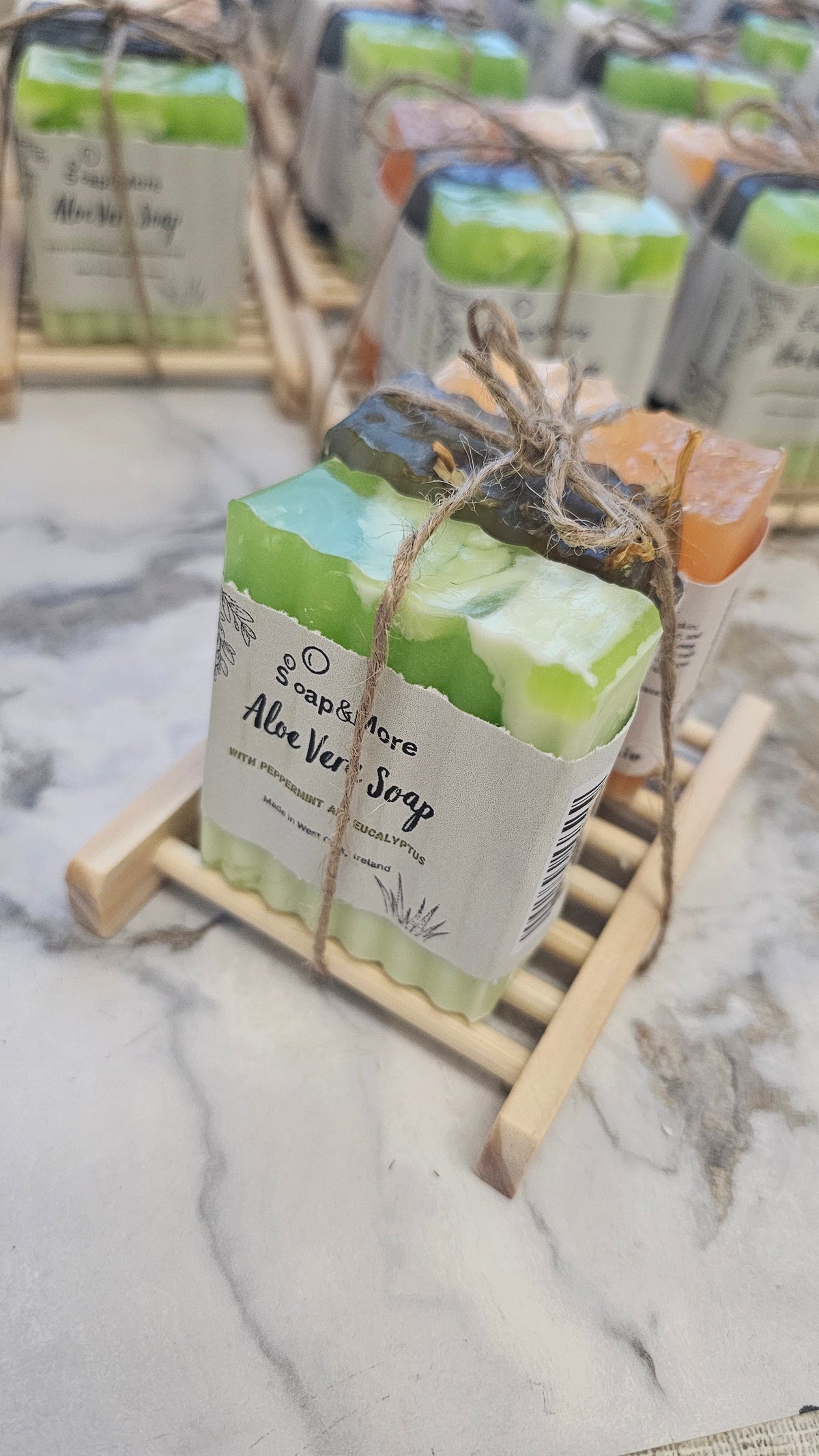 Triple Soaps Set with wooden soap dish