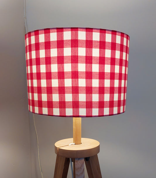 Red Gingham Drum Lampshade