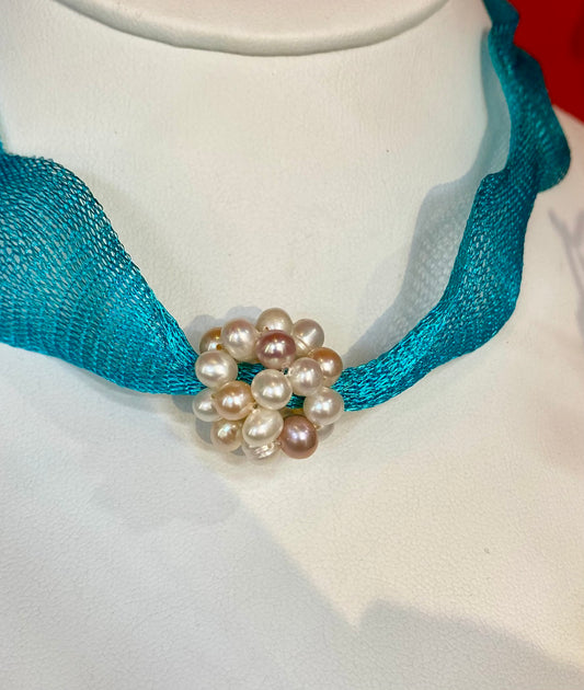 Seaweed Turquoise Pearl Necklace