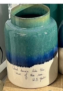 Aqua Vase + Yeats quote- Handmade in Ireland