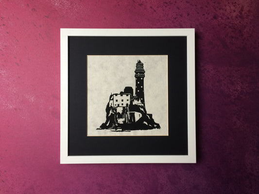 Fastnet Cork Lino Print Framed