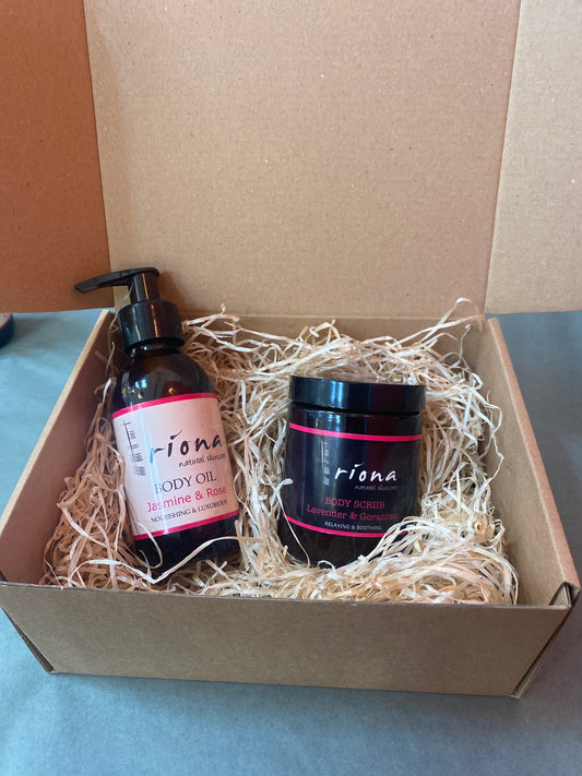 Gift Set; Jasmine & Rose body oil and Body scrub