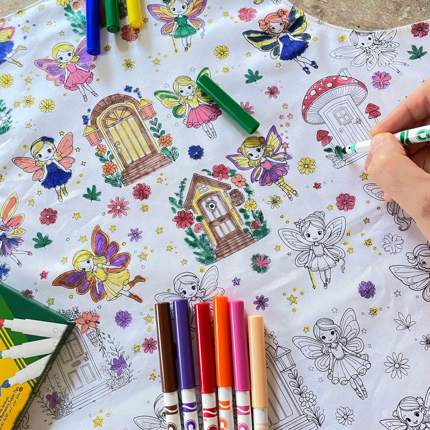 DC Fairytale 'Colour Me' Placemat with 12  Washable | Reversible Colouring Placemat