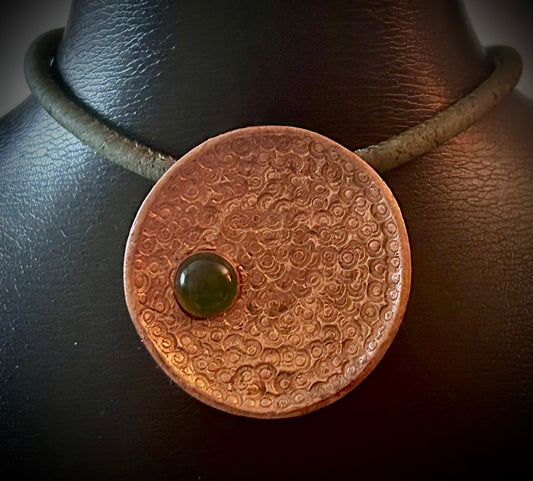 Copper and serpentine pendant necklace (XL)