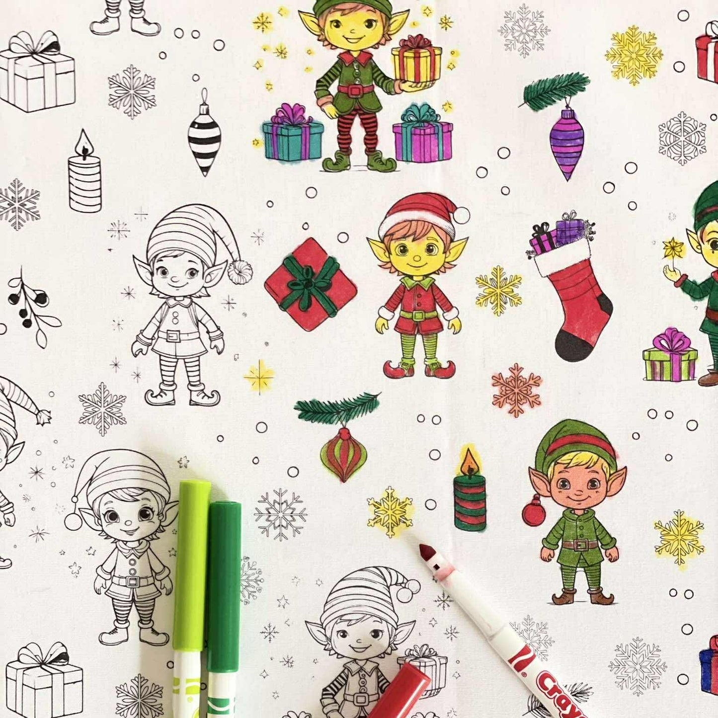 Elf  ‘Colour Me’ Apron with 12 Washable Markers – Reversible, Creative, and Durable Apron for Kids Aged 3-8 | Gift Idea