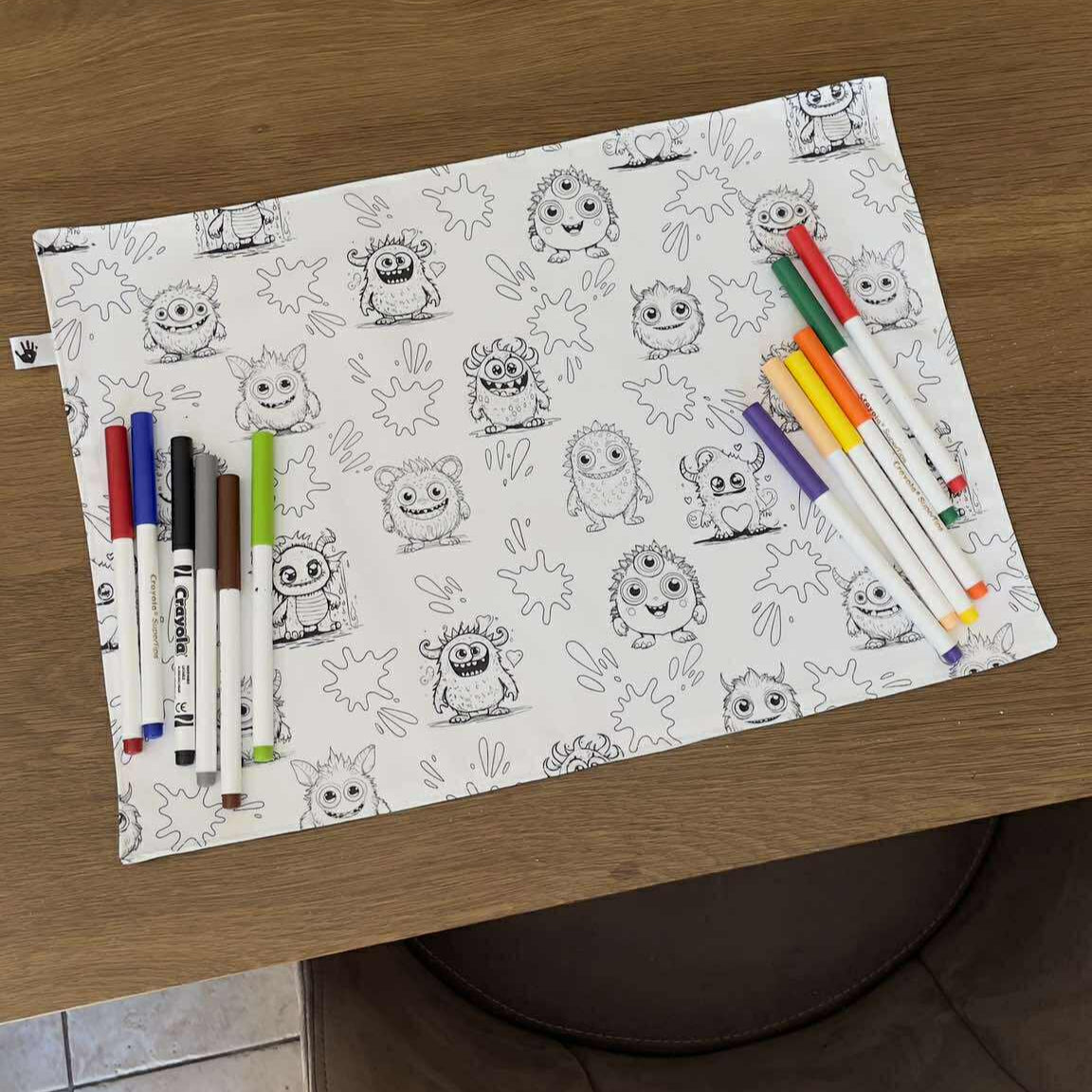 DC Monster Splash 'Colour Me' Placemat with 12  Washable | Reversible Colouring Placemat