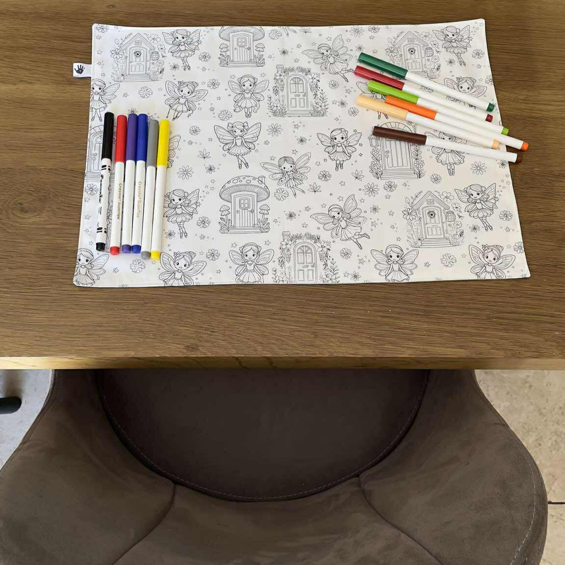 DC Fairytale 'Colour Me' Placemat with 12  Washable | Reversible Colouring Placemat