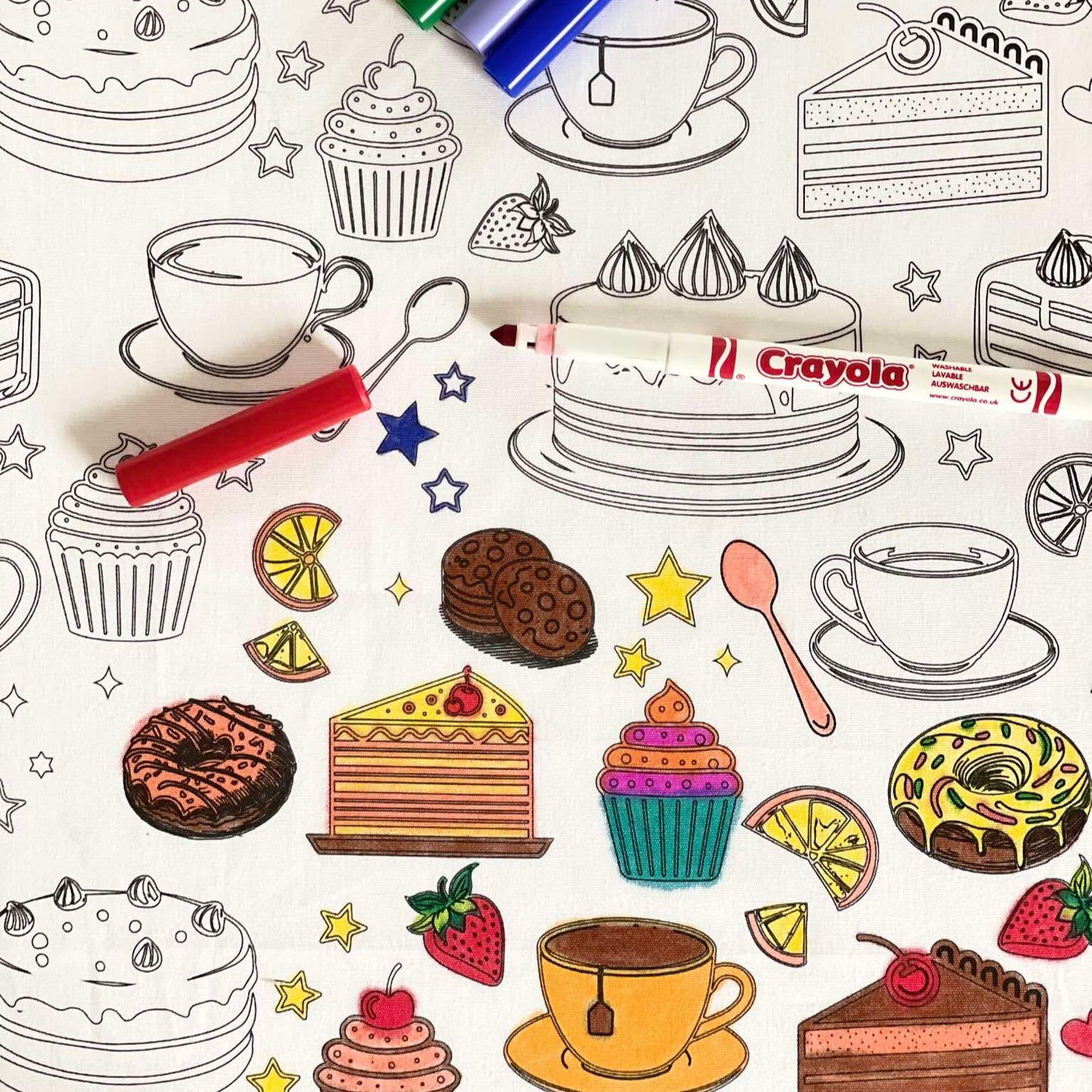 DC Afternoon Tea 'Colour Me' Placemat with 12  Washable | Reversible Colouring Placemat