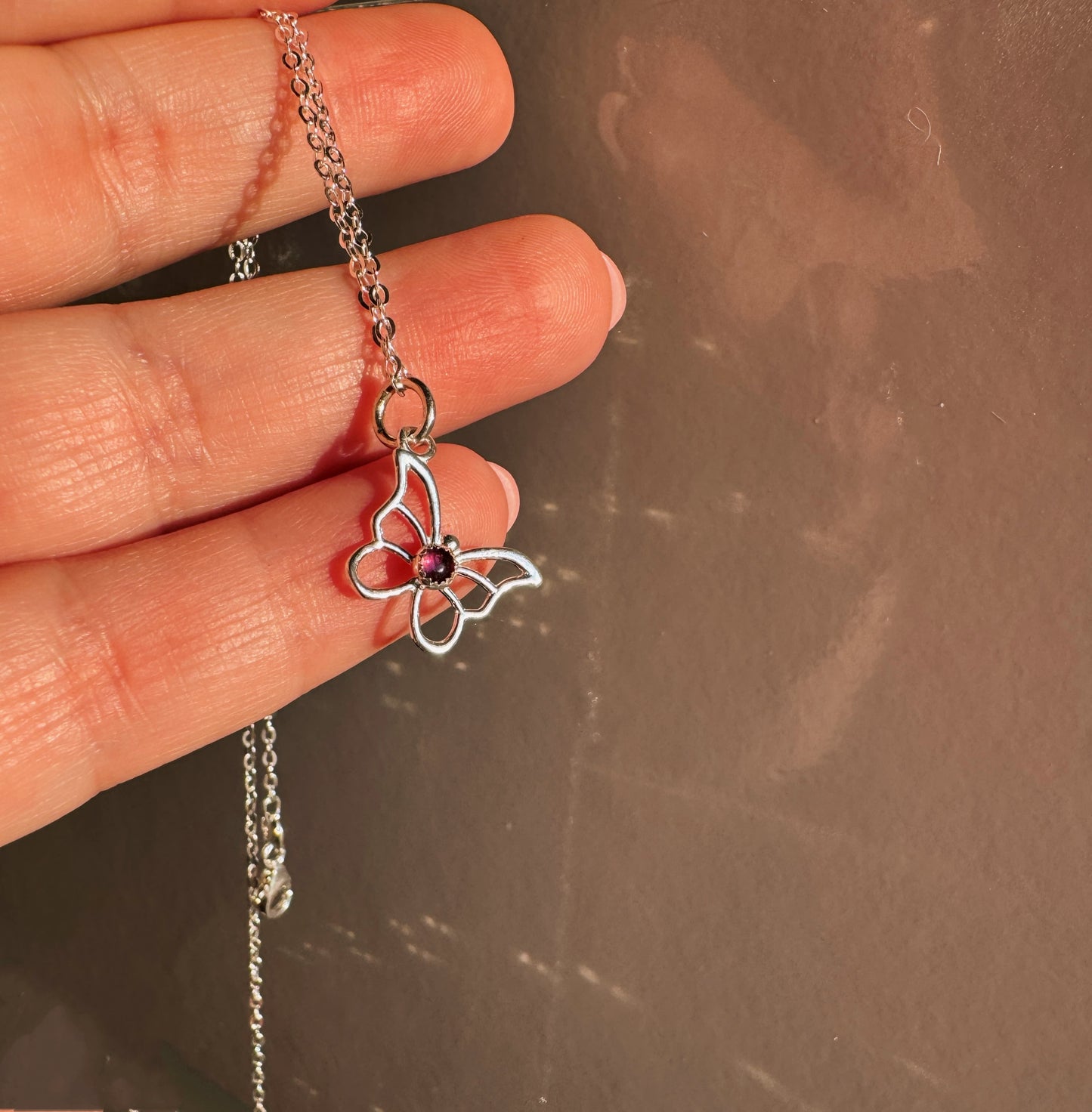 Pink Tourmaline Butterfly Sterling Silver