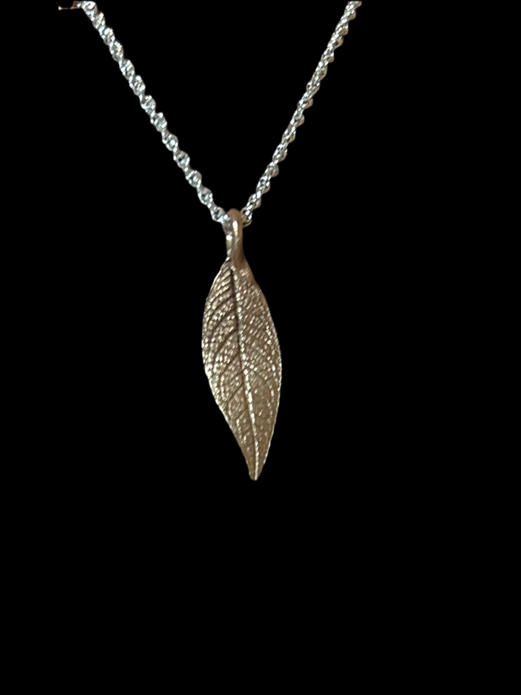 Bronze buddleia leaf pendant necklace