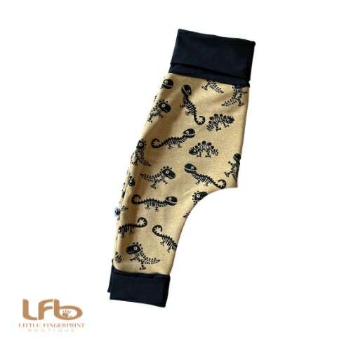 Dinosaur skeleton Mustard Yellow "Grow with Me" Baby Harem Pants