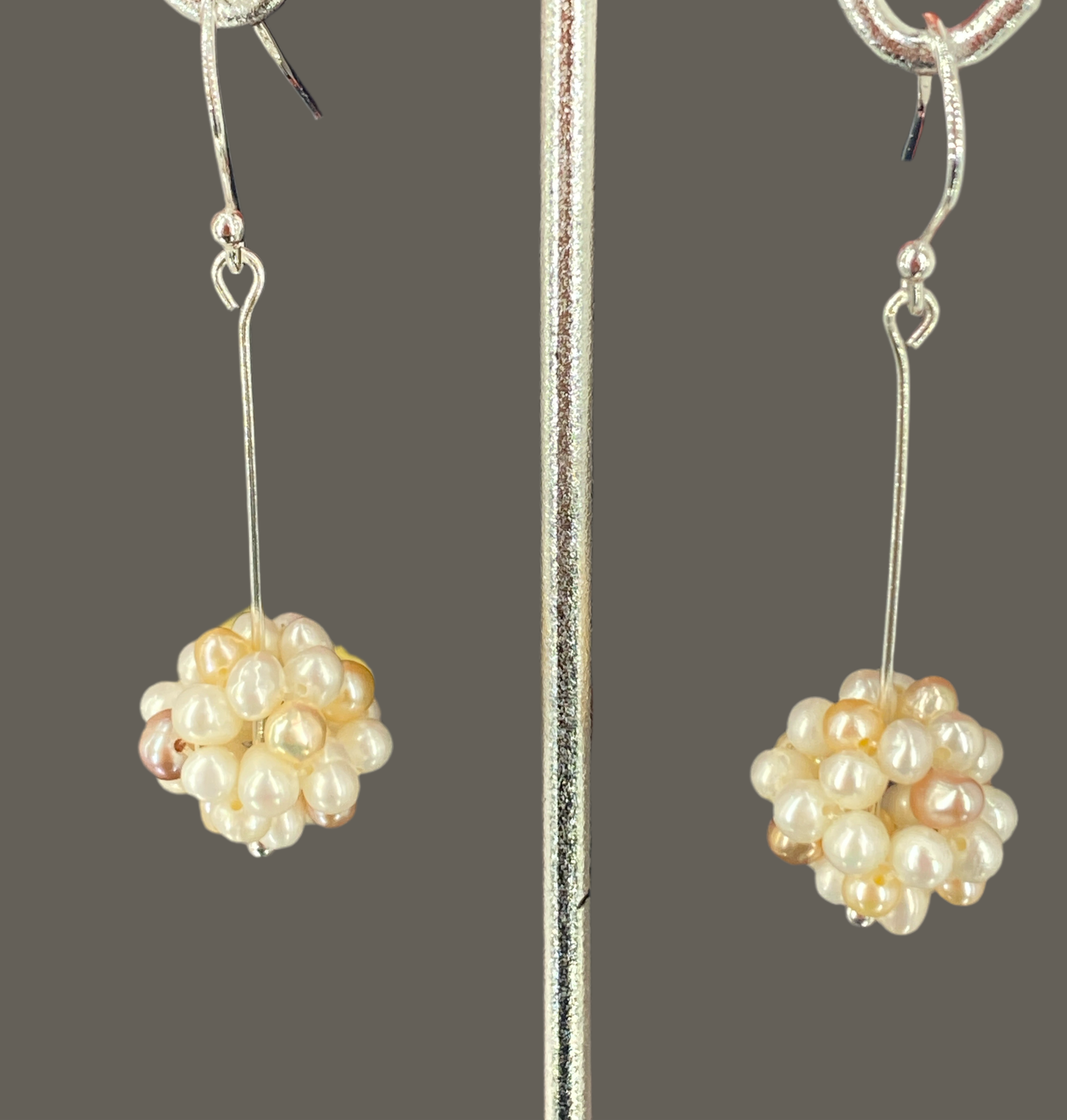 Gleaming Water Pearl Long Earrings