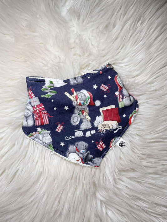 Bears on Navy - Handmade Baby Bandana Bib – Absorbent Dribble Bib for Teething Babies (0-24 Months)