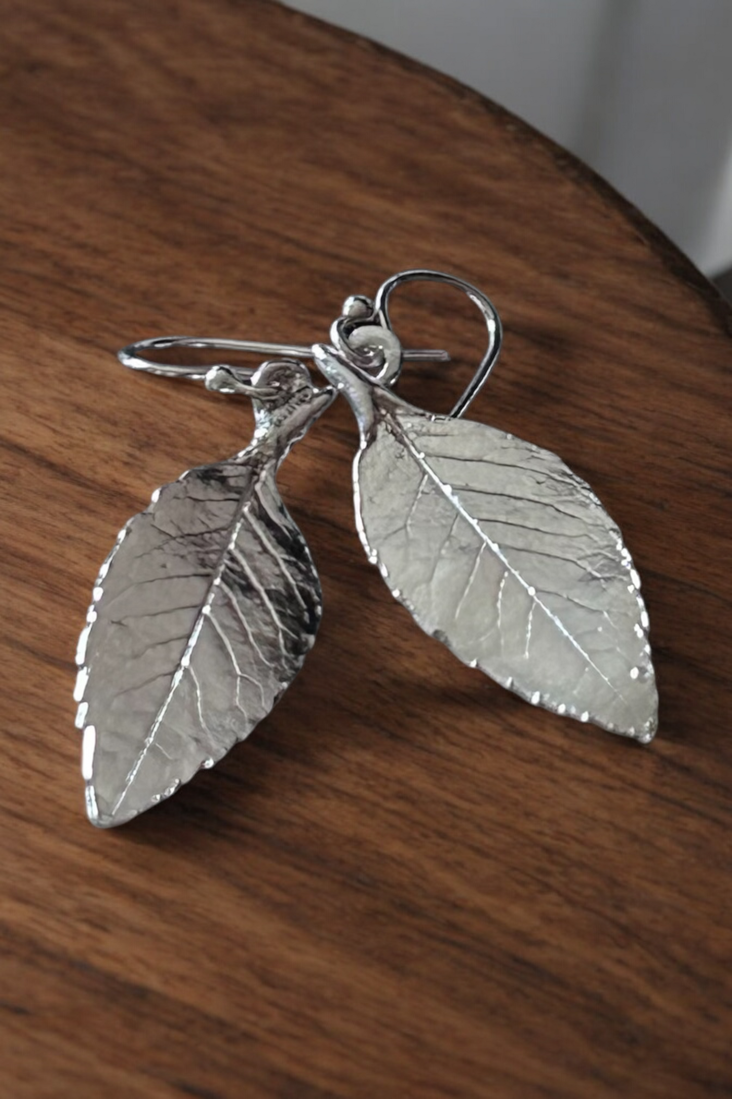 Large rose leaf leaf earrings