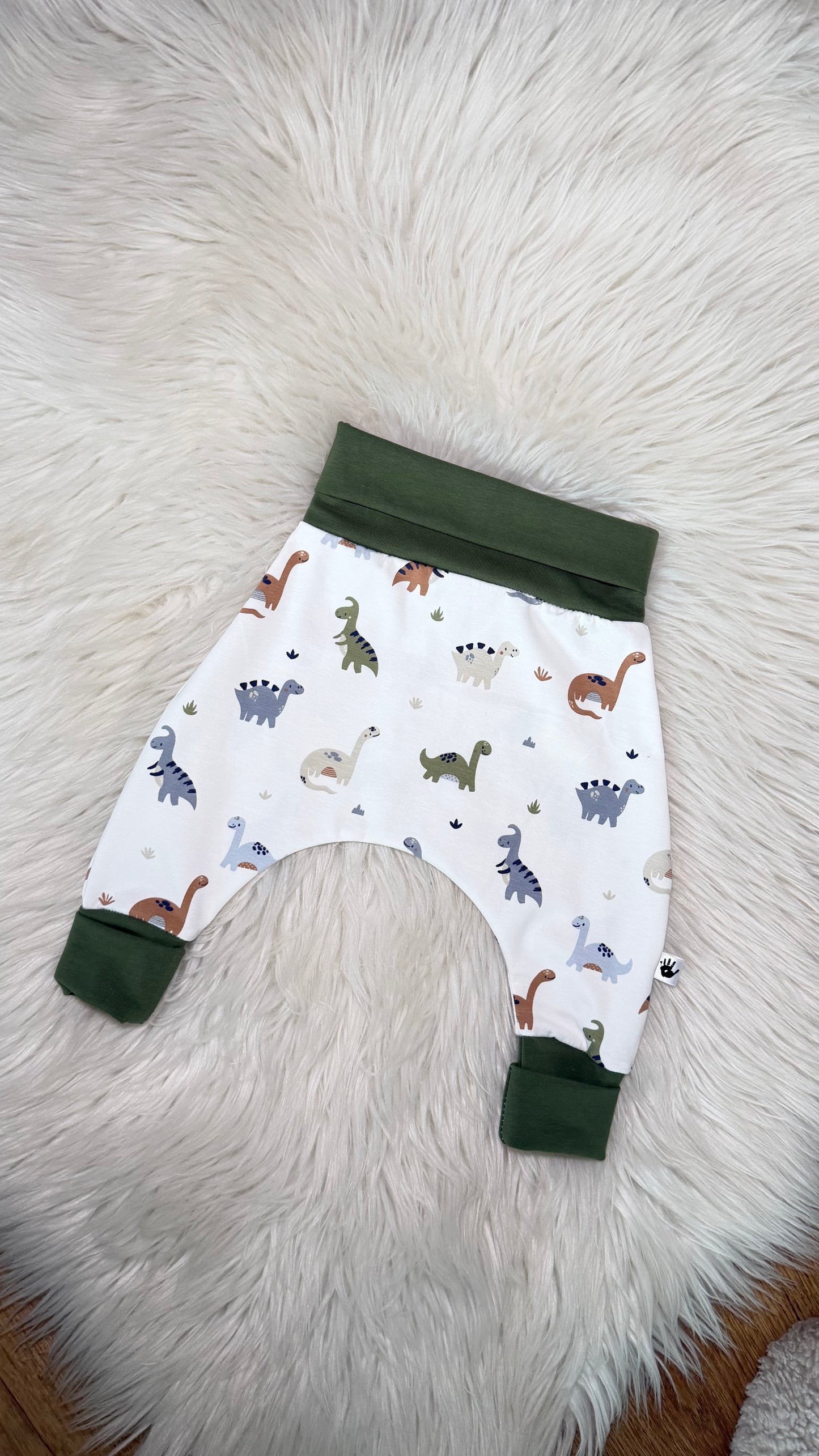 Dino print- Handmade "Grow with Me" Baby Harem Pants – Adjustable, Comfy & Durable