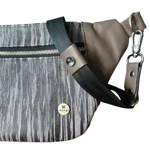 The Sleek Motion – Grey with Plum Accent Cowhide Leather Bag