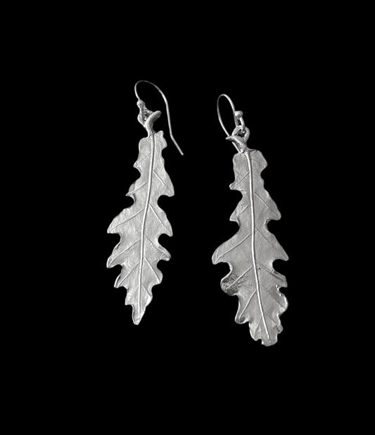 Silver leaf earrings (LARGE)