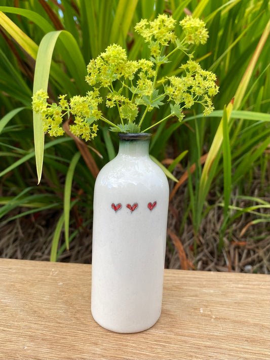 Ceramic Bud Vase - 3 heart Family design