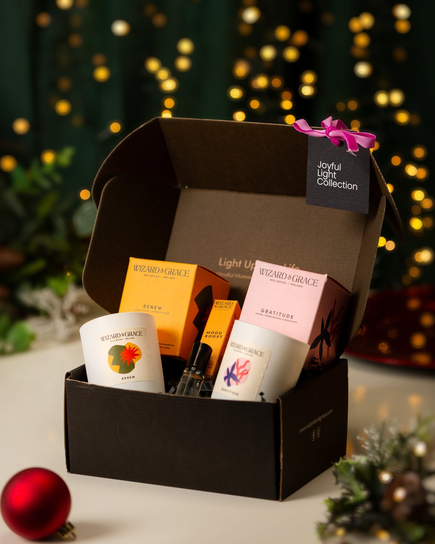 Wizard & Grace Joyful Light Collection: Mood Boost & Gratitude Gift Set | Irish Aromatherapy Candle Gift Set