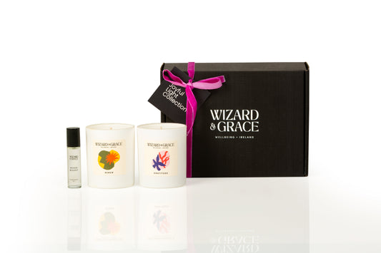 Wizard & Grace Joyful Light Collection: Mood Boost & Gratitude Gift Set | Irish Aromatherapy Candle Gift Set
