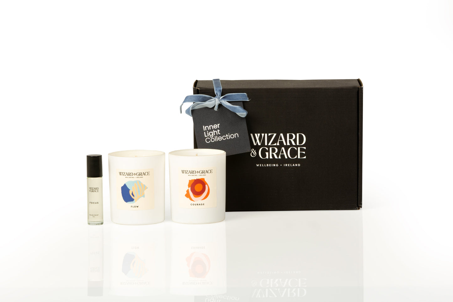 Wizard & Grace  The Inner Light Collection: Focus, Flow & Courage Gift Set | Irish Aromatherapy Candle Gift Set