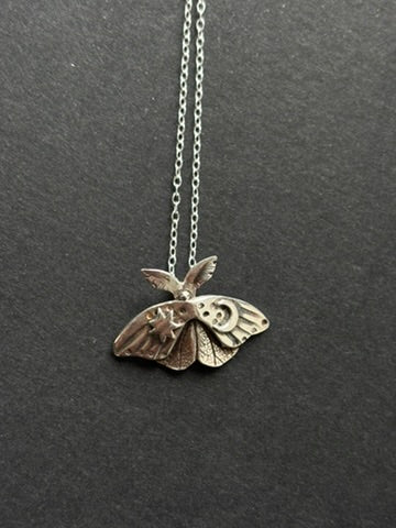 Moths Eclipse Silver Pendant | 37 blackbirds