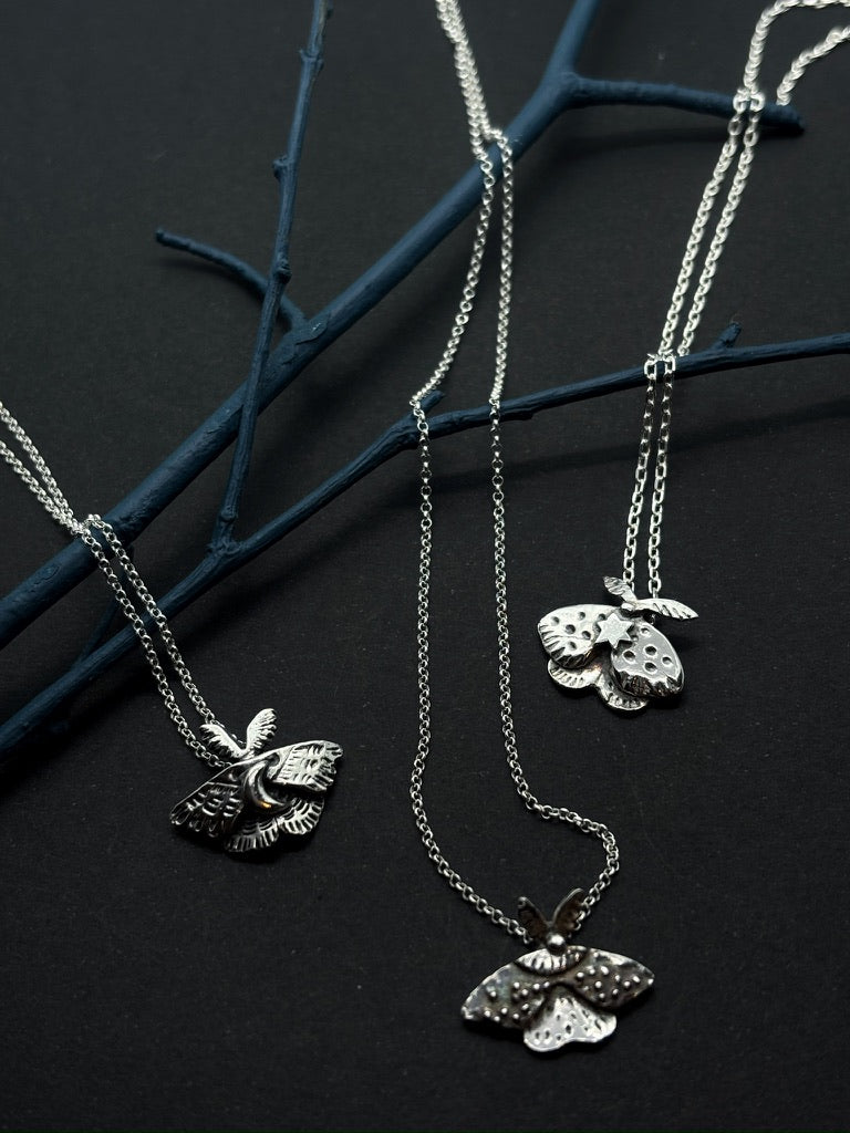 Moths Eclipse Silver Pendant | 37 blackbirds