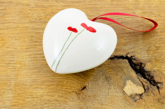 Ceramic Heart Gift - Poppy Design