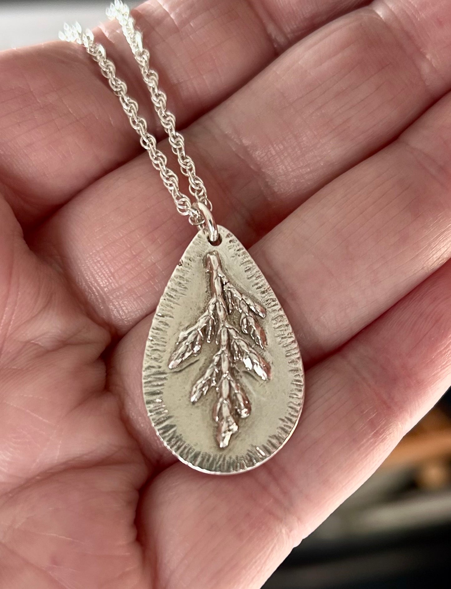 Cypress sprig pendant