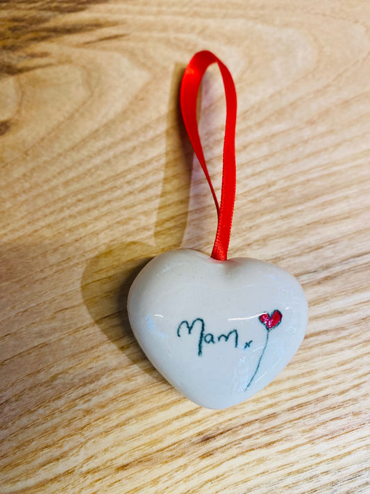 Mam - Ceramic Heart Decoration