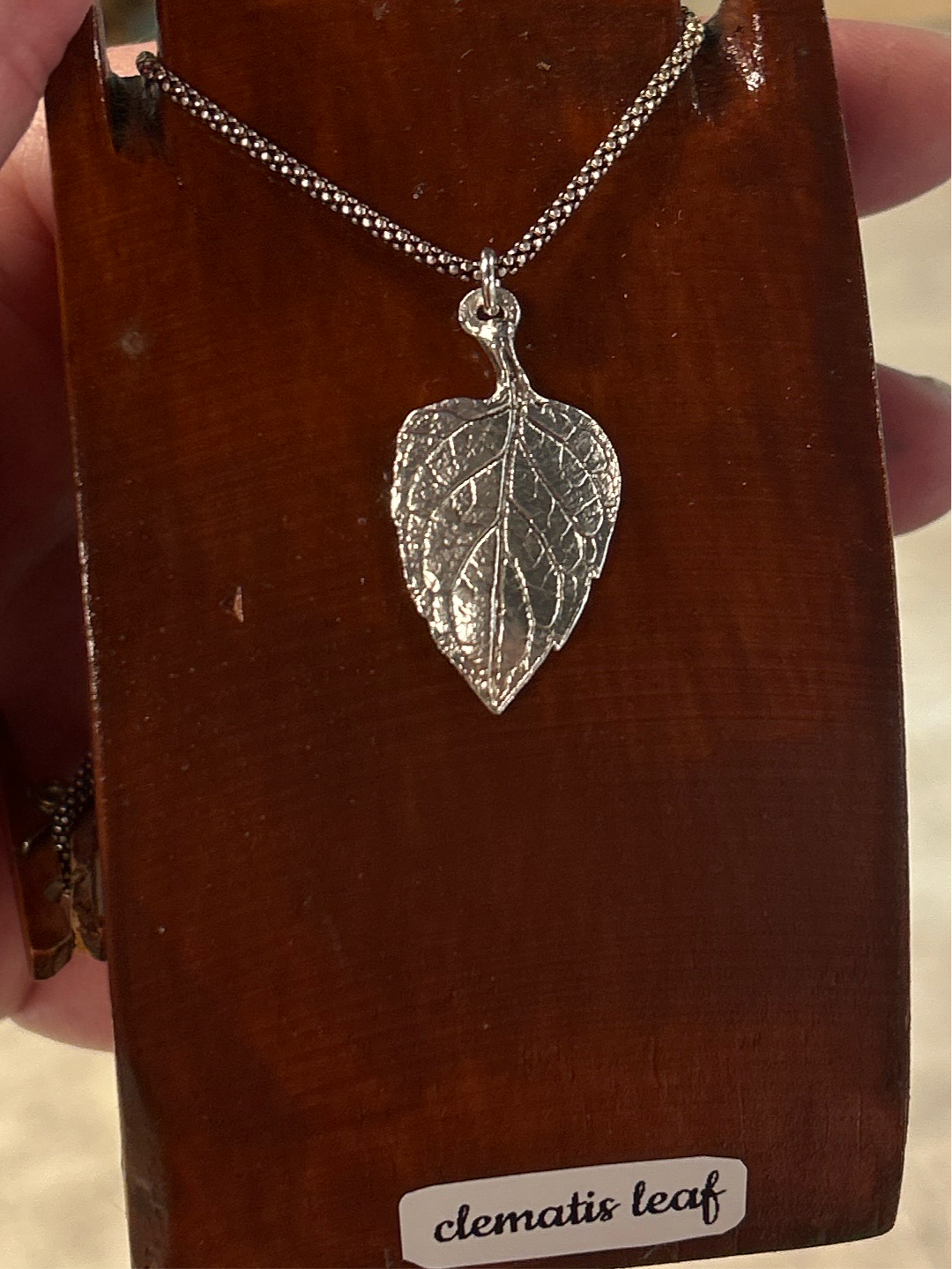 Clematis leaf pendant necklace