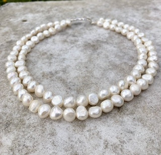 A Lady Jane – Large freshwater pearl double strand necklace