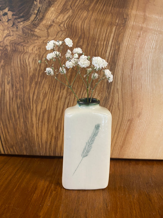 Ceramic Bud Vase - Shoulder Fern Design