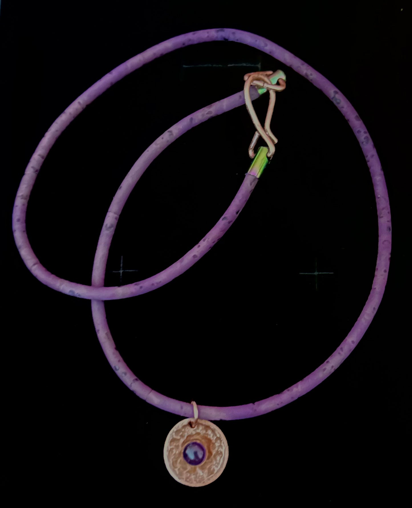 Copper and amethyst pendant necklace