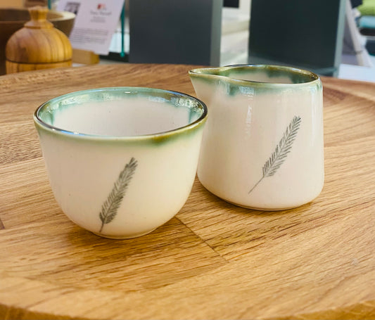 Ceramic Jug and bowl set - Fern design