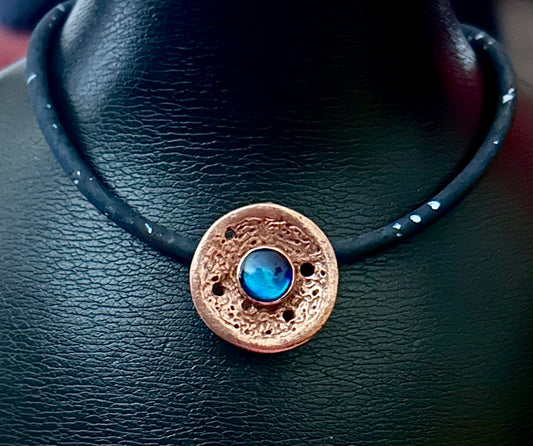 Copper and abalone shell pendant necklace