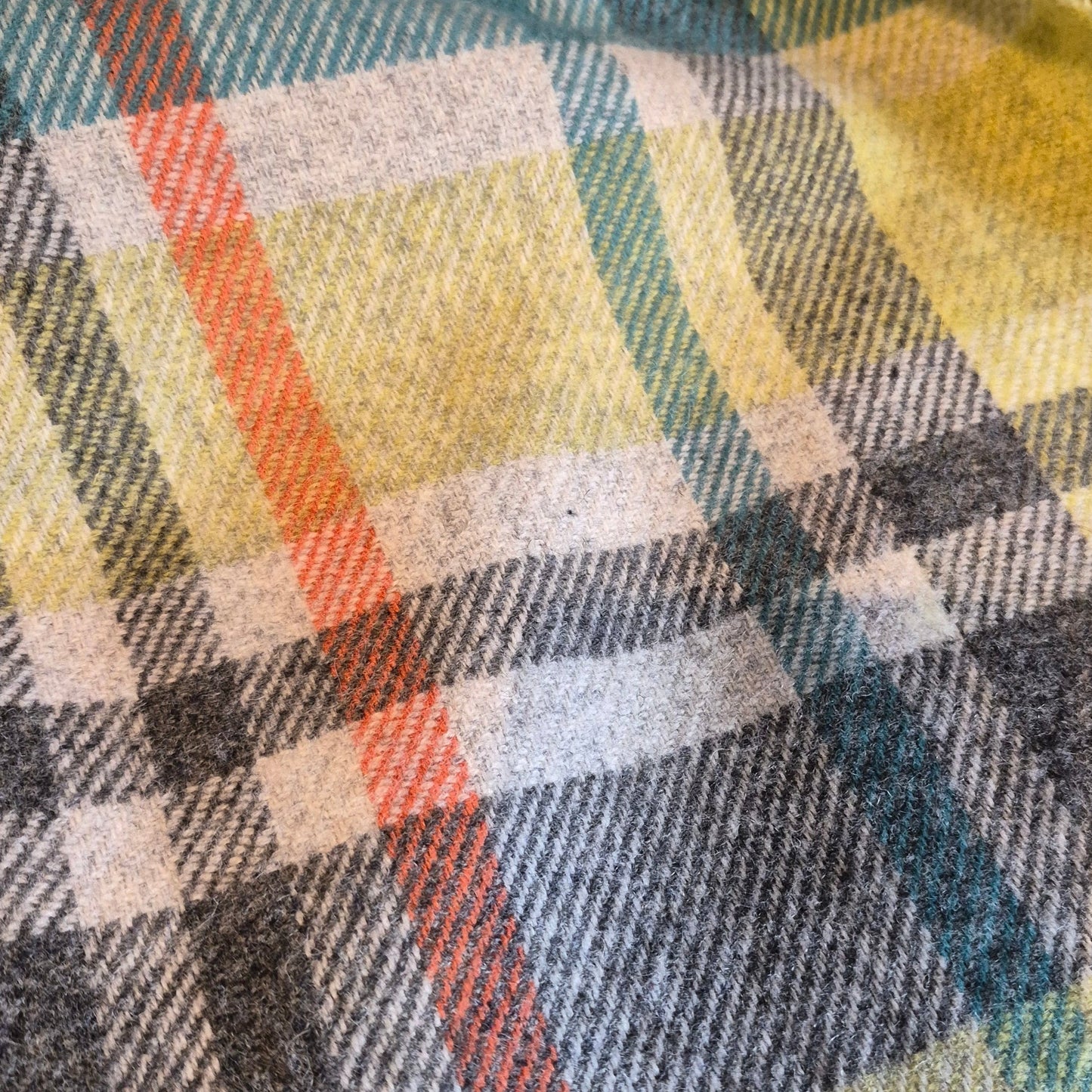 A close up of the Foxford Woollen Mills 100% lambswool Tartan