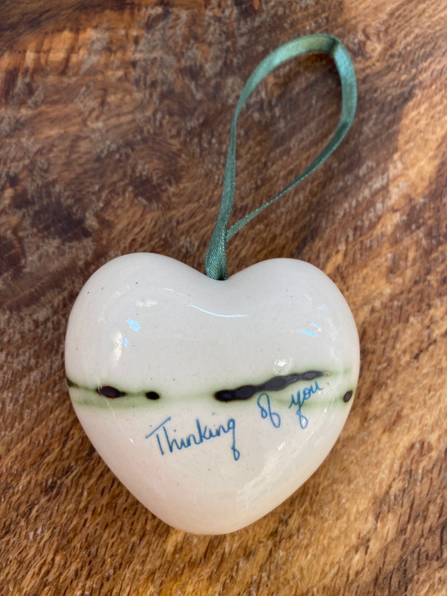 Ceramic handmade heart Line Design - Thinking of you