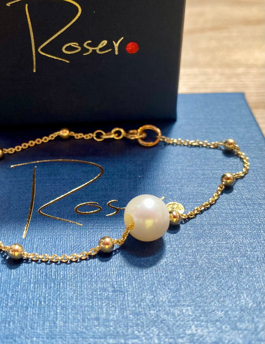 Cultured Pearl Charm Bracelet Rolled Gold
