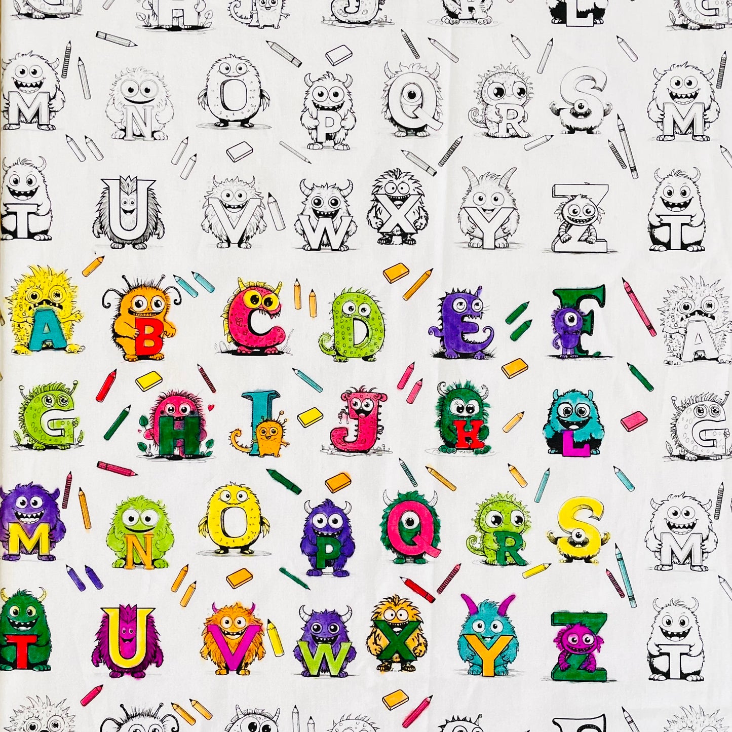 DC Monster Alphabet 'Colour Me' Placemat with 12  Washable | Reversible Colouring Placemat