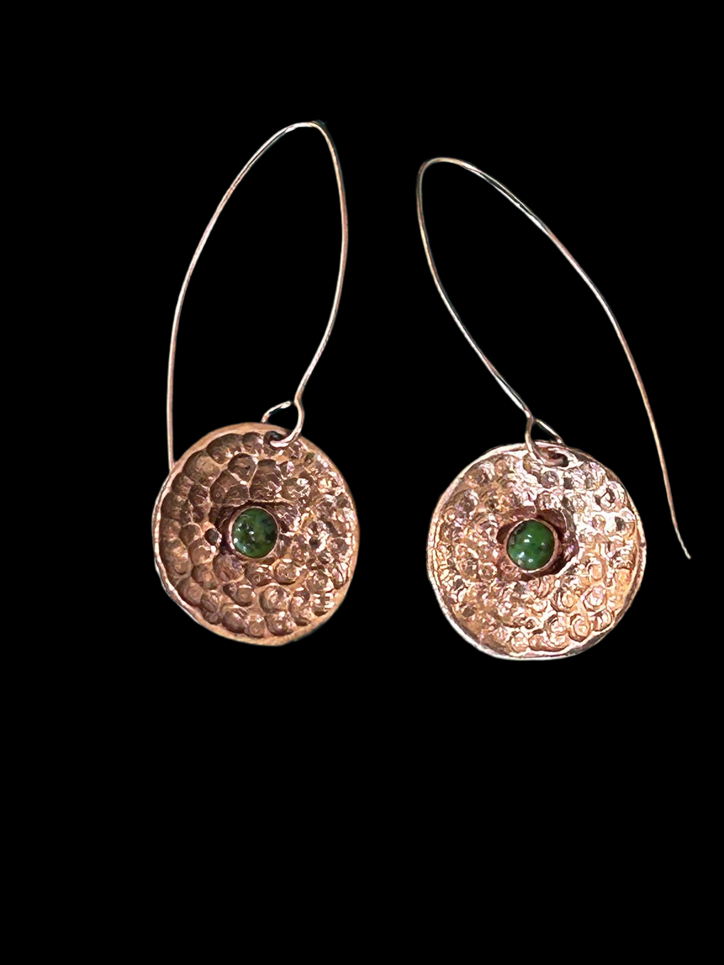 Copper, gold and gemstone earrings