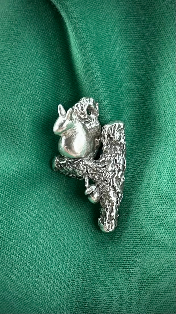 Squirrel in an oak tree brooch