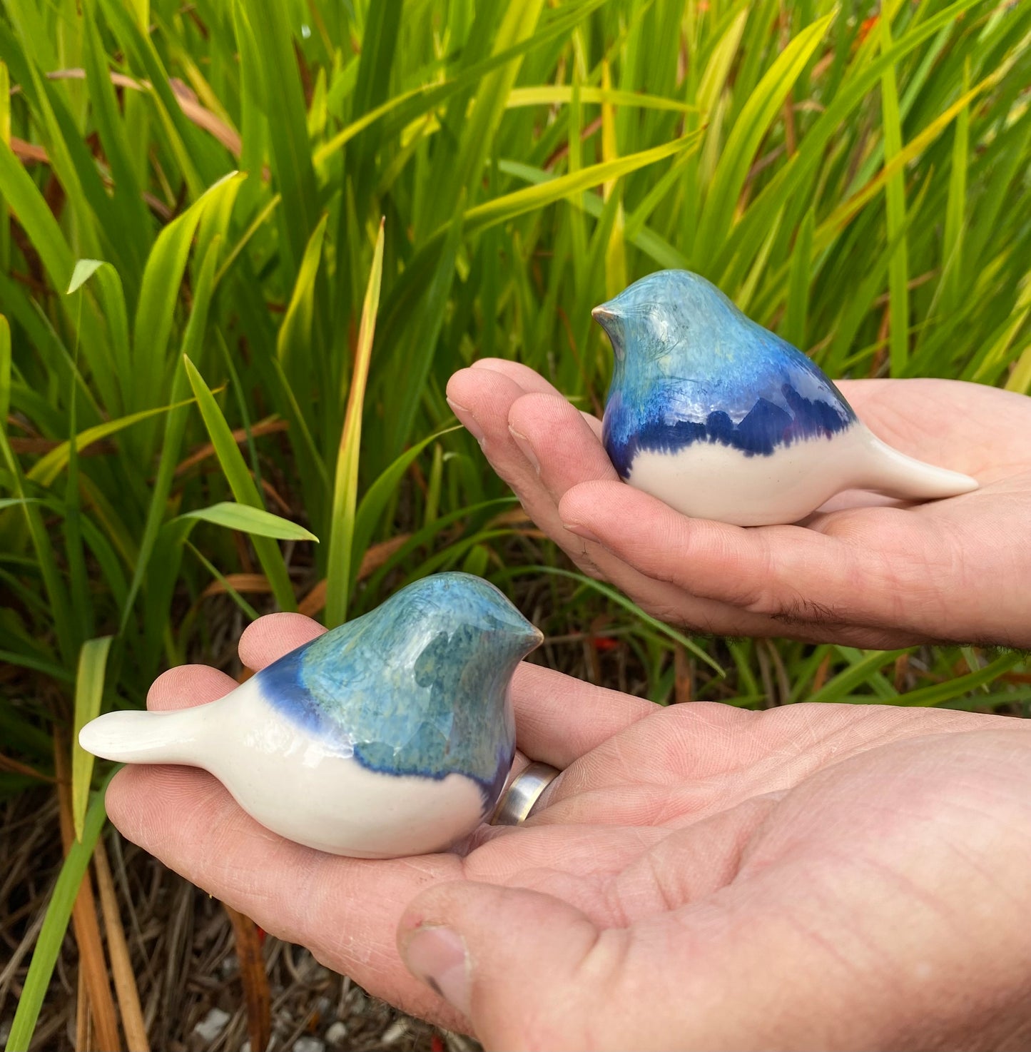 Ceramic Birds Blue Medium