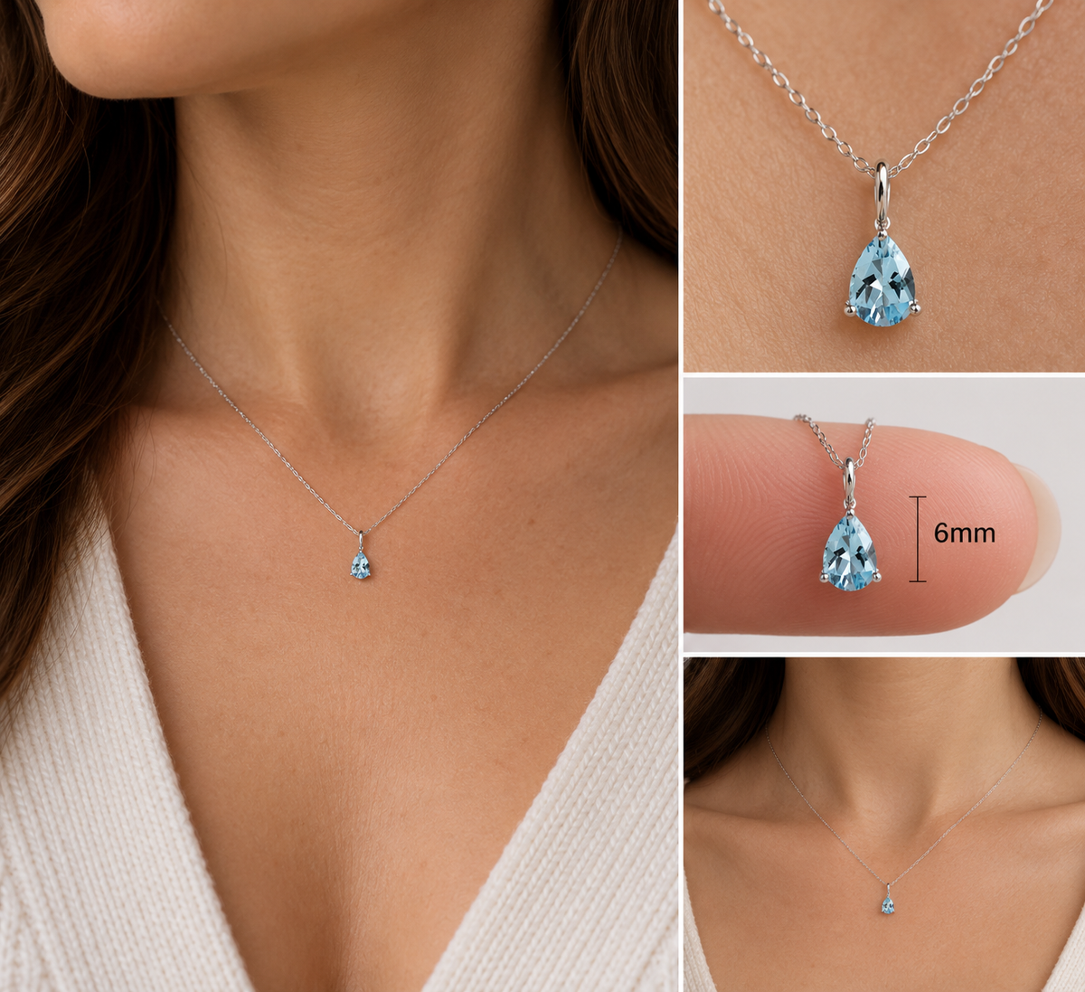 Crolyn pear shaped blue topaz pendant