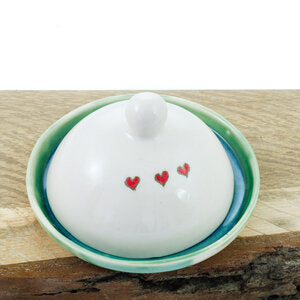 Butter Dish - 3 Heart family design