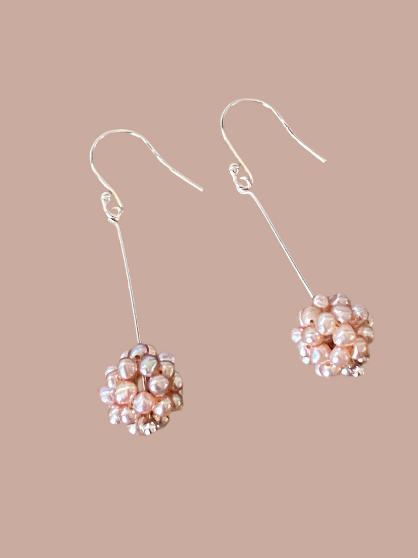 Gleaming Water Pearl Long Earrings