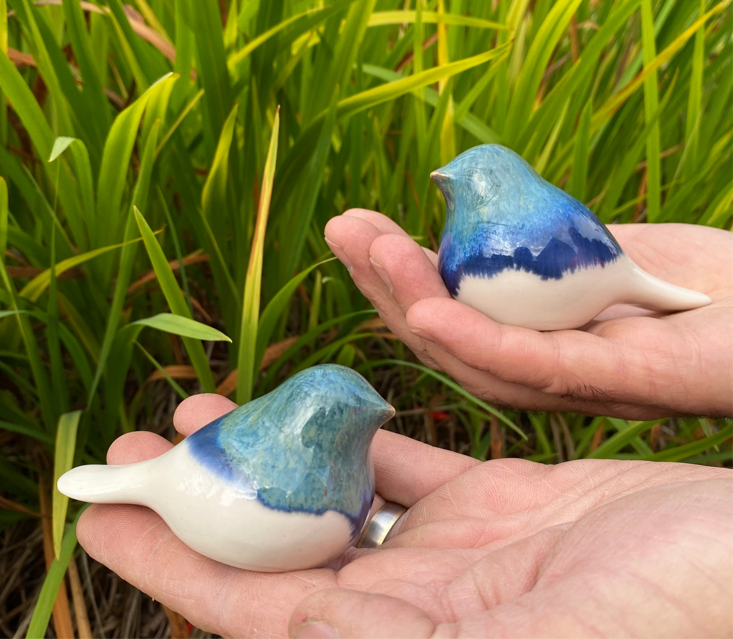 Ceramic Birds Blue Medium